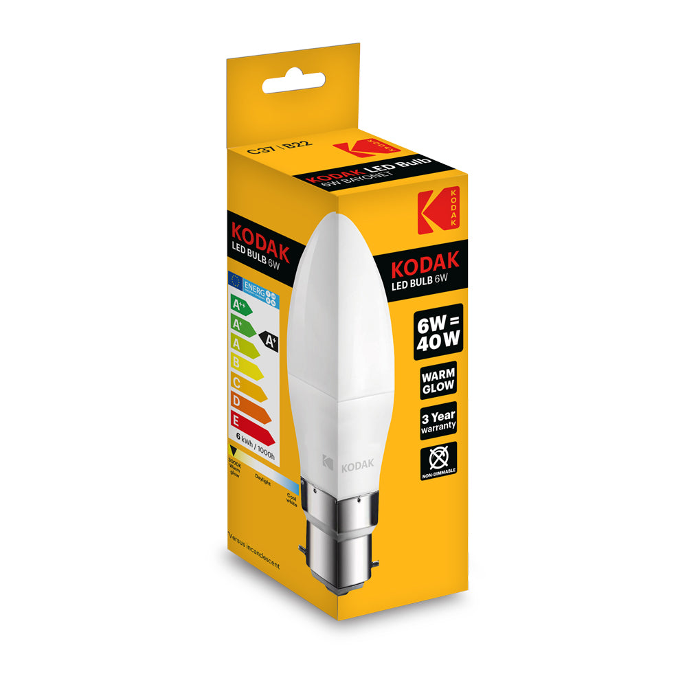 Kodak-Led-C37-B22-Warm-6w-40w Kodak-Led-C37-B22-Warm-6w-40w
